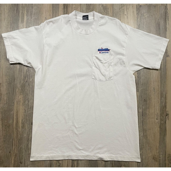 Fruit of the Loom Other - Vtg Carnival Cruise T-Shirt White Single Stitch Pocket Made USA Adult XL